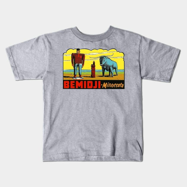 Bemidji Minnesota Vintage Kids T-Shirt by Hilda74